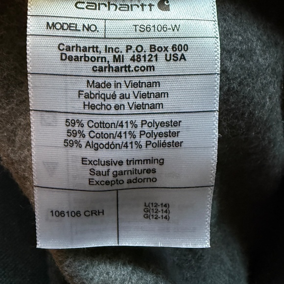 Carhartt WOMEN'S RAIN DEFENDER® RELAXED FIT MIDWEIGHT SWEATSHIRT large NWT - Picture 4 of 5